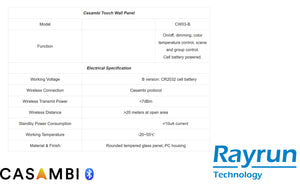 Rayrun CW03-B Touch switch batterij